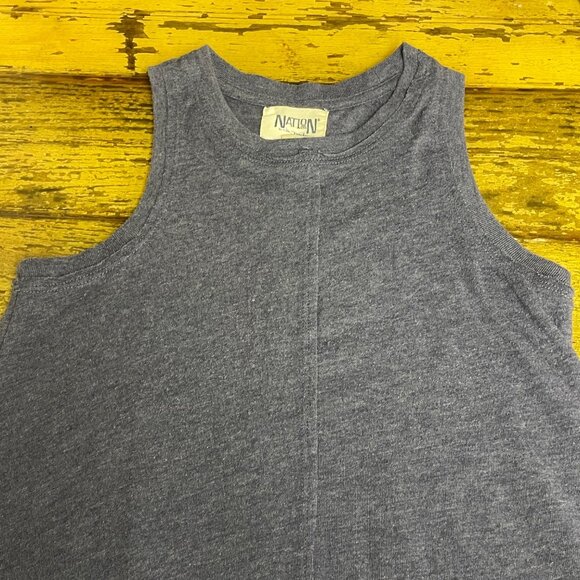 Nation LTD Phoebe Seam Front Slubbed Knit Mini Tank Dress Blue Sz XS Casual - Picture 3 of 7